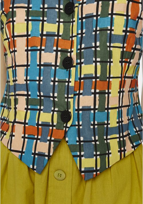 GILET A QUADRI MULTICOLORE