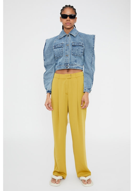 PANTALONE IN CREPE GIALLO CEDRO