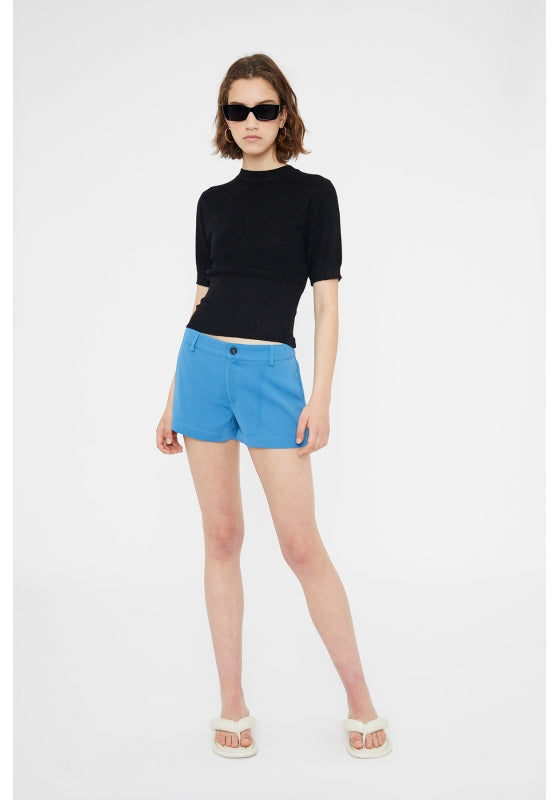 PANTALONCINI SKINNY A VITA MEDIA IN CREPE BLU
