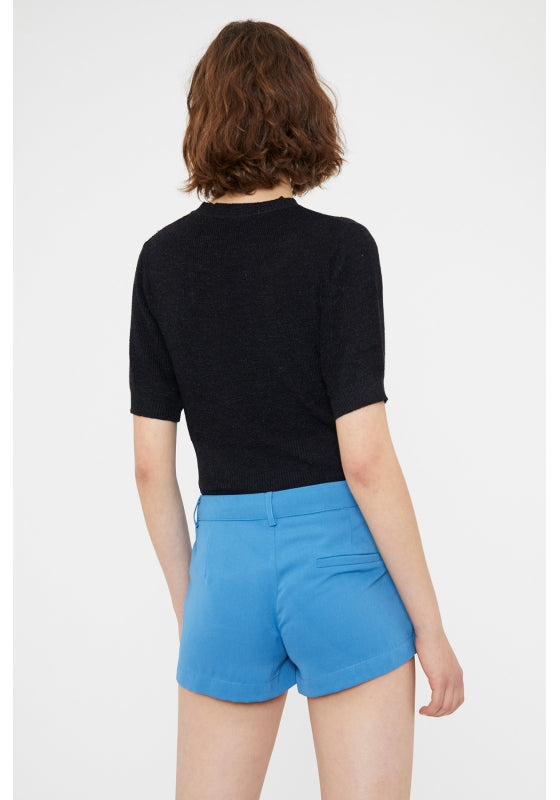 PANTALONCINI SKINNY A VITA MEDIA IN CREPE BLU