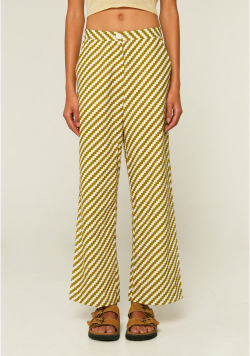 PANTALONI LUNGHI DRITTI CON FANTASIA A ZIGZAG