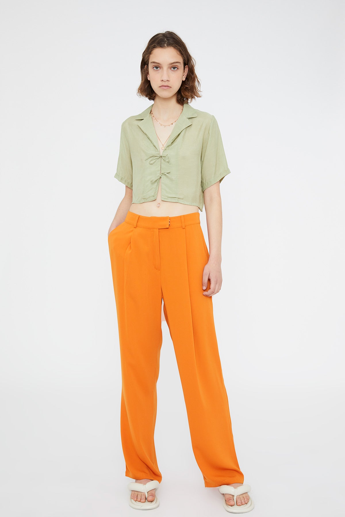 PANTALONE A PALAZZO ARANCIONE