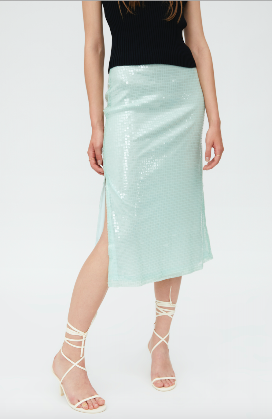 GONNA CON PAILLETTES VERDE ACQUA