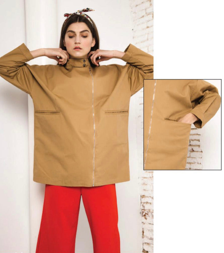 TRENCH CAMMELLO CON CERNIERA