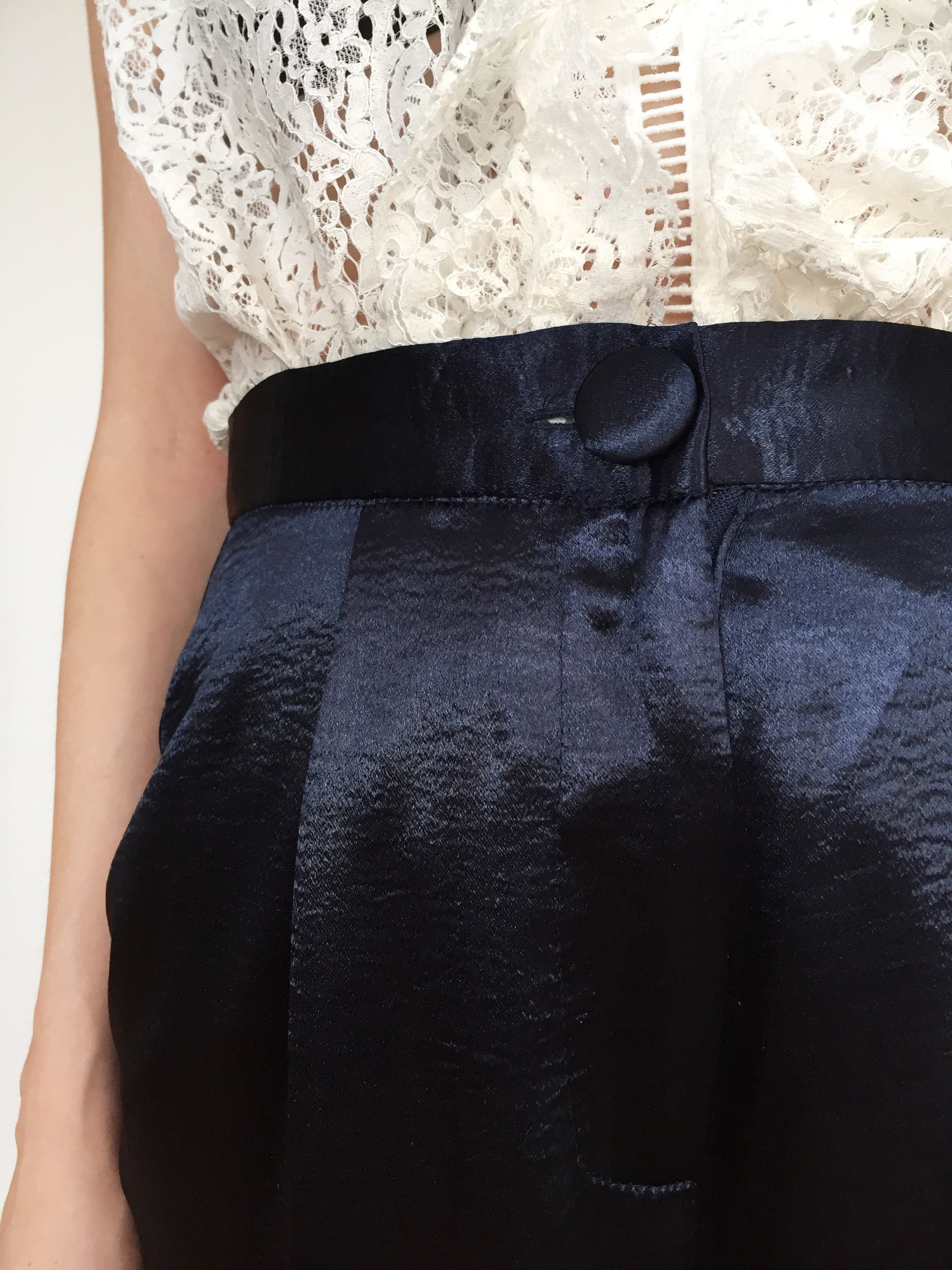 PANTALONE IN RASO BLU