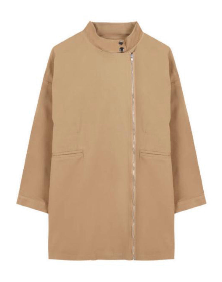 TRENCH CAMMELLO CON CERNIERA