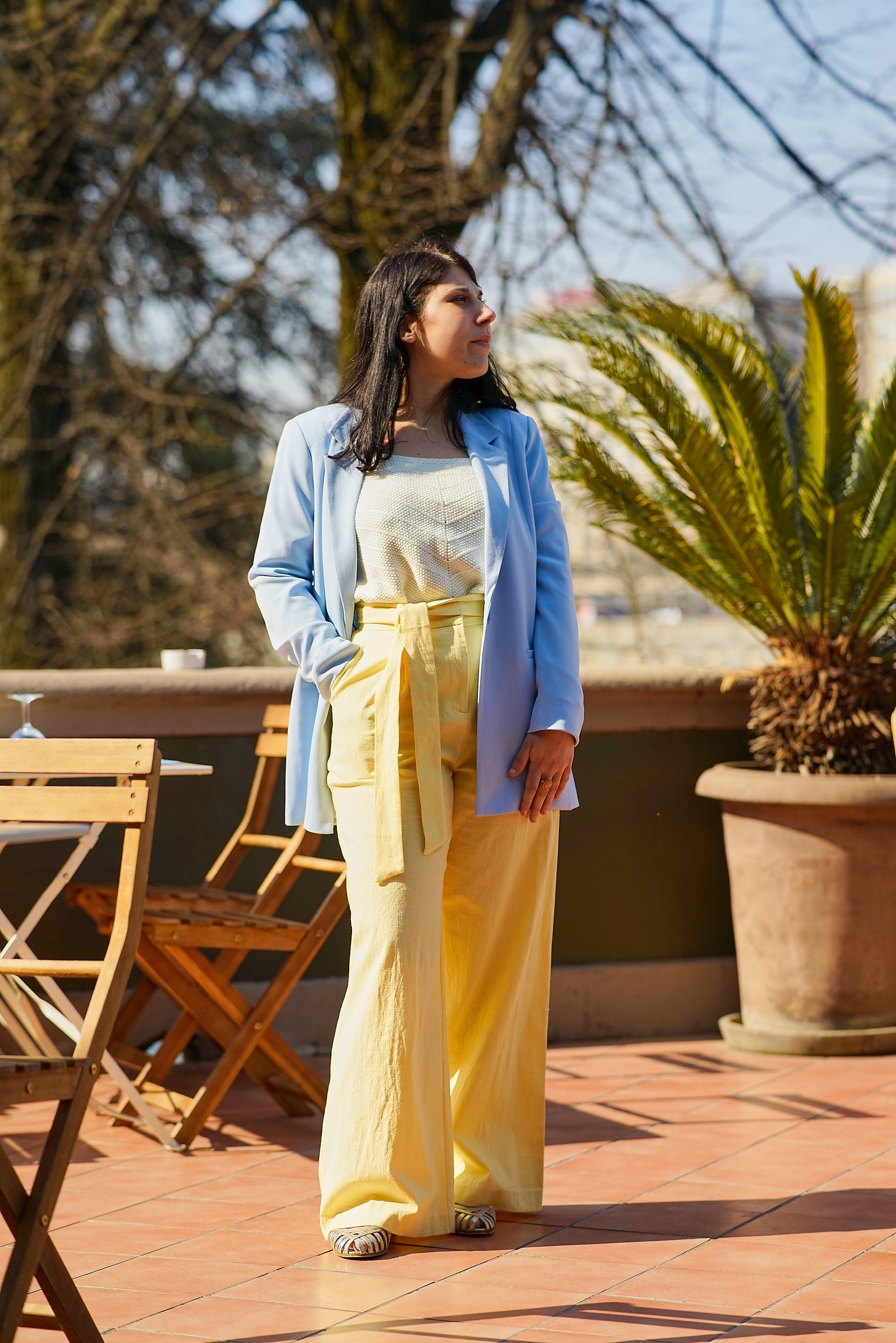 PANTALONI GIALLI ALLA CAVIGLIA