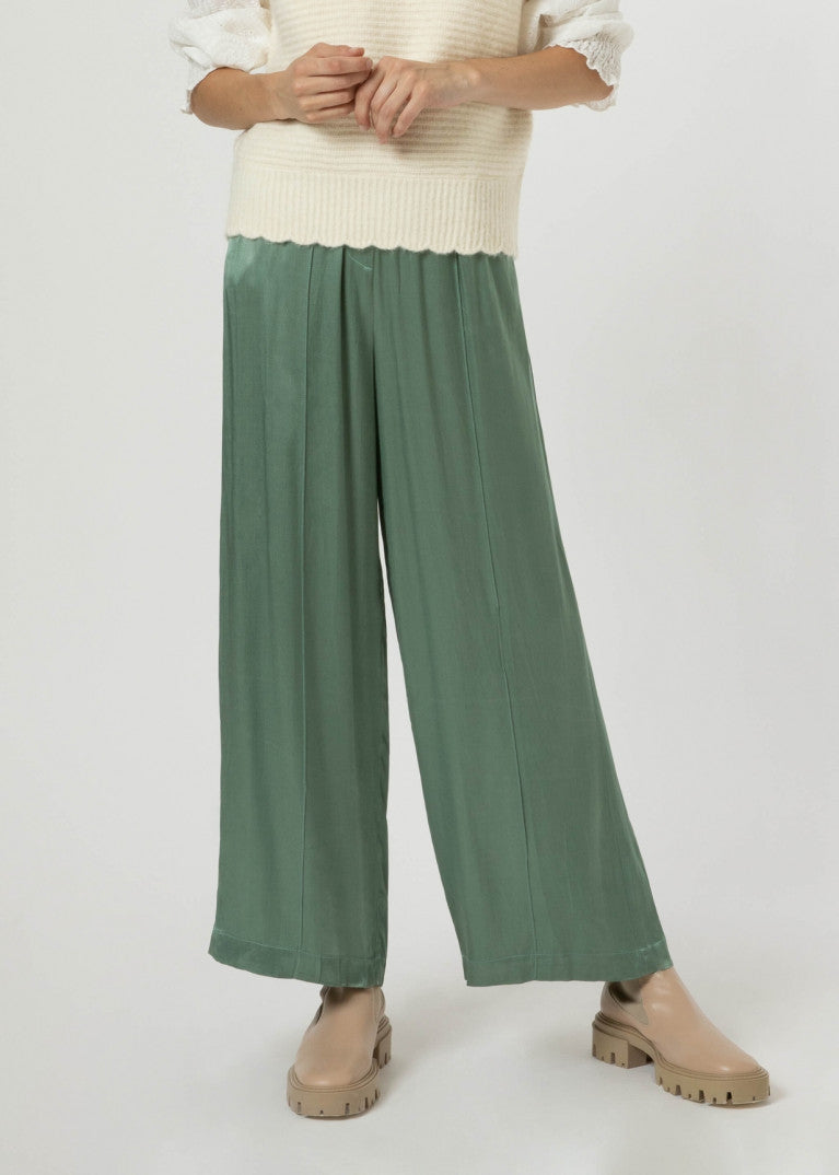 PANTALONE SATIN VERDE ACQUA