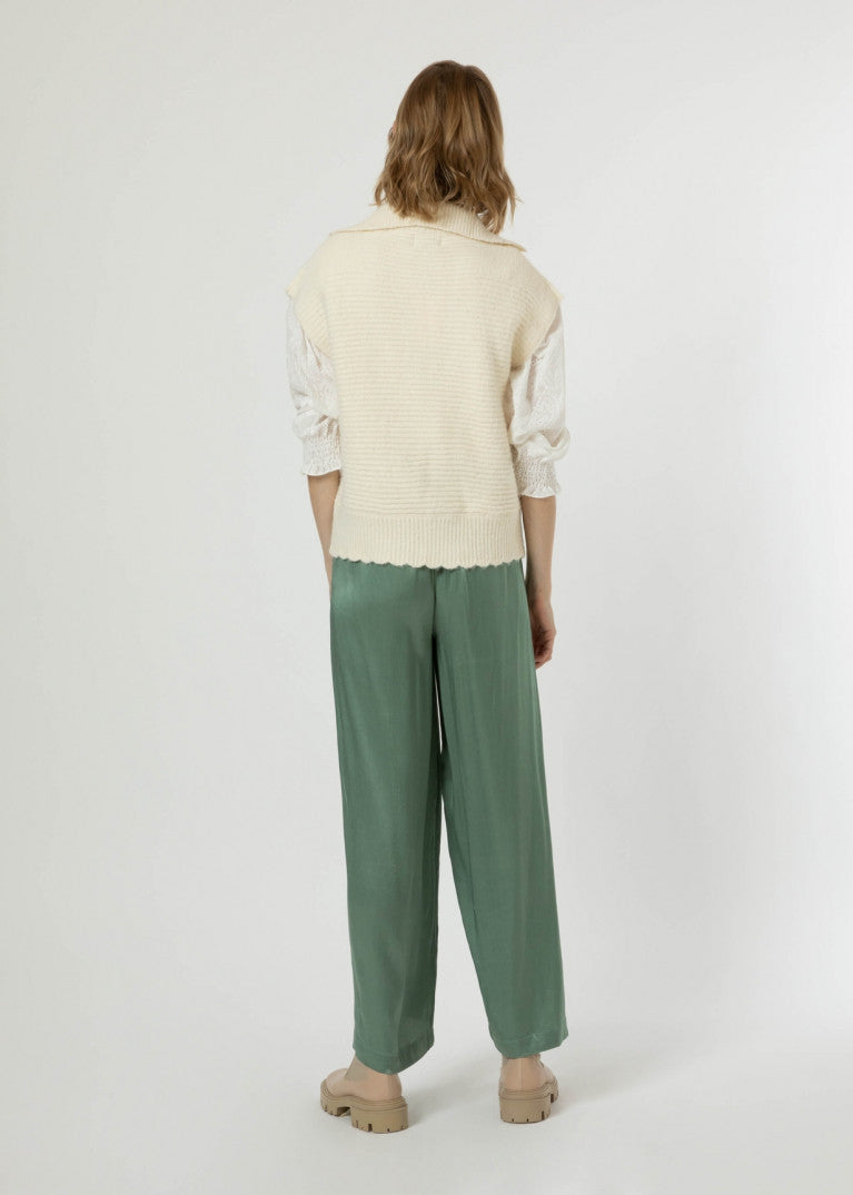 PANTALONE SATIN VERDE ACQUA