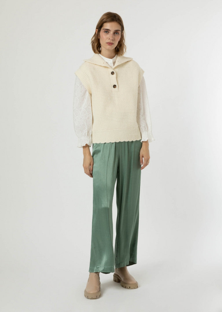 PANTALONE SATIN VERDE ACQUA