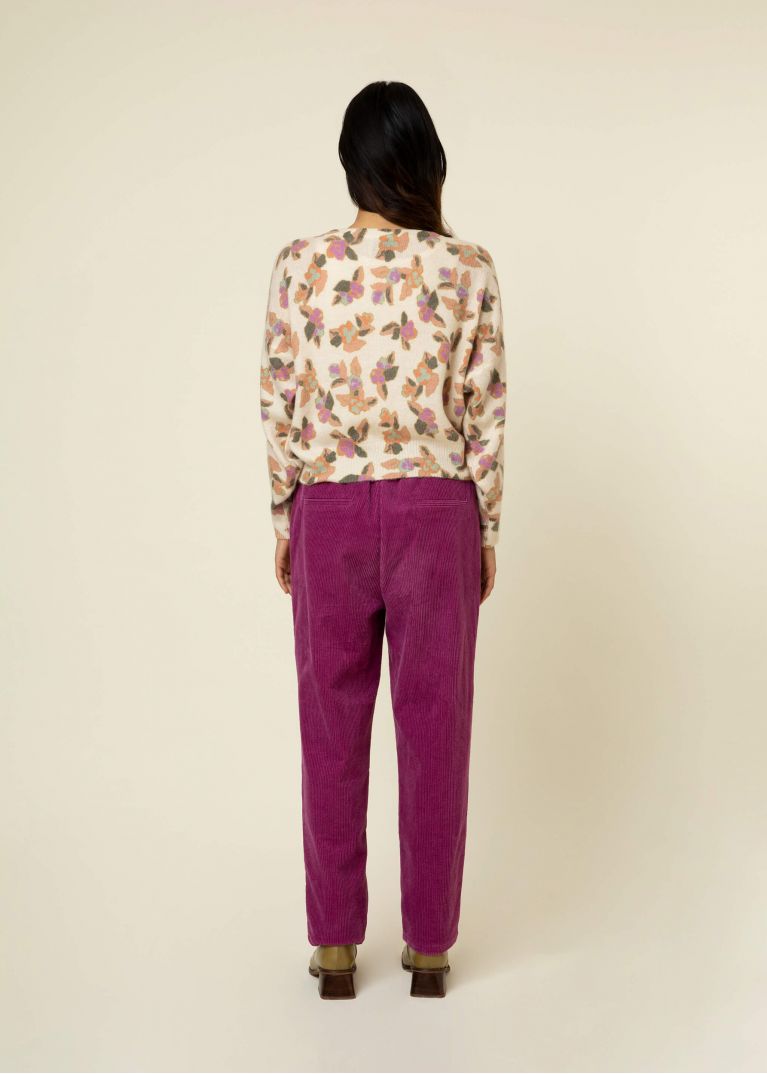 PANTALONE IN VELLUTO A COSTINE MAGENTA