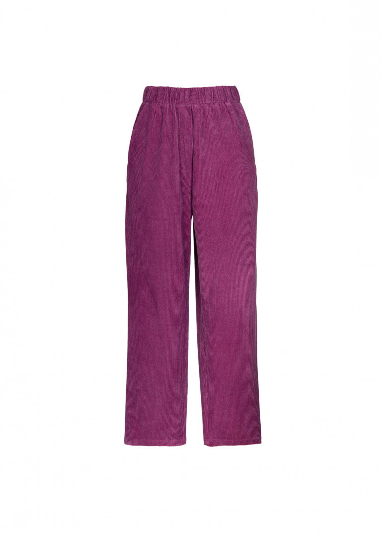 PANTALONE IN VELLUTO A COSTINE MAGENTA